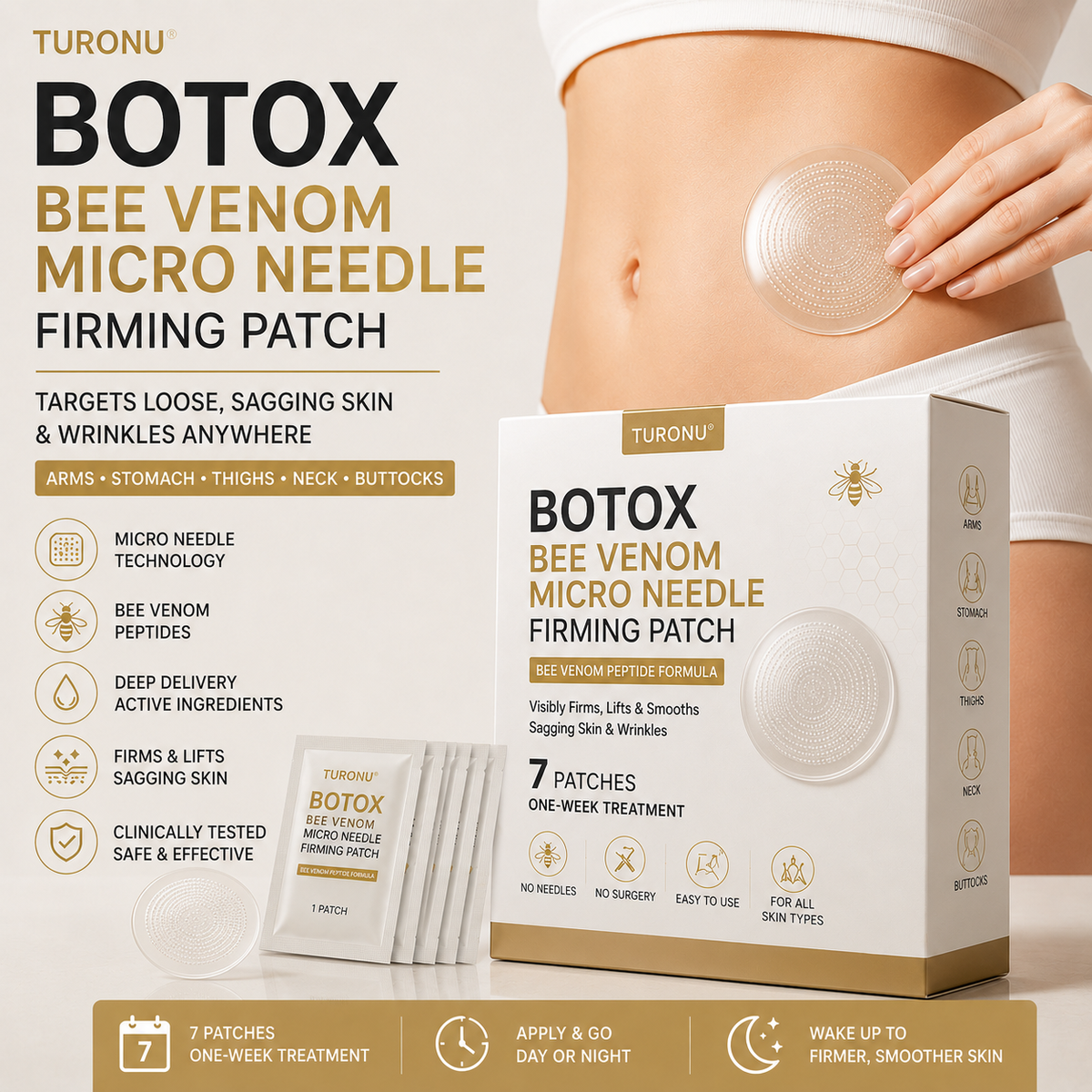 š„ 80%OFF ā FINAL 3 HOURSš„TuronuĀ® Botox Bee Venom Microneedle Firming Patch (Bat Wings,Stretch Marks,Wrinkles & Cellulite ā Just 10 Minutes a Day,Visible Results in 7 Days.)