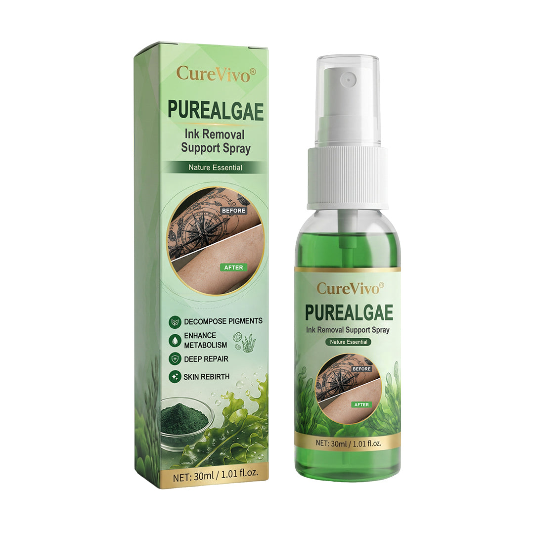 CureVivo® PureAlgae Ink Removal Support Spray 🌿 — Say Goodbye to Old Tattoo Pigment 💚, Fade Stubborn Ink ✨, Repair & Smooth Treated Skin 💧, Non-Laser ✅, Try It Now! 🔥