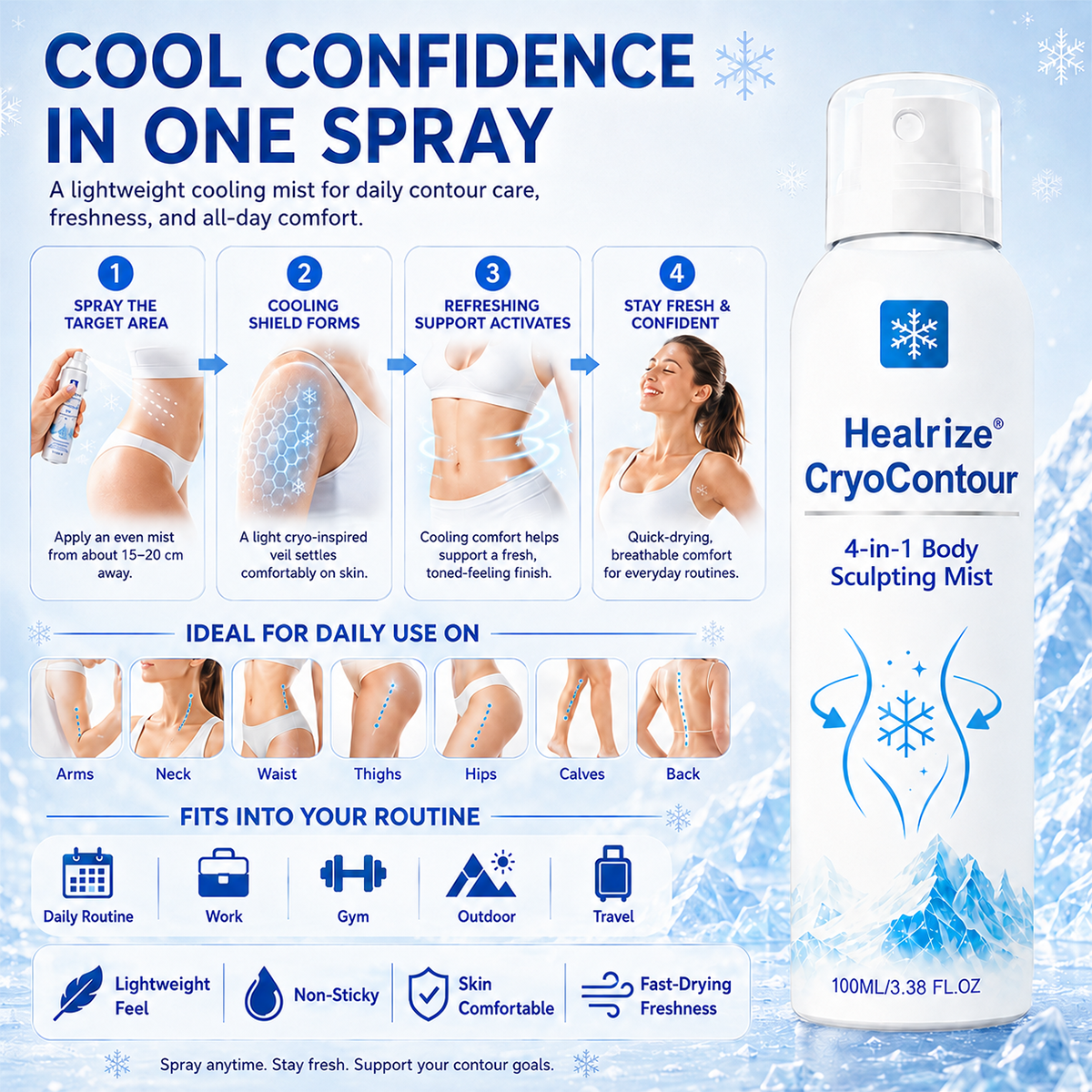 𝐇𝐞𝒂𝒍𝗿𝗶𝙯𝙚® CryoContour 4-in-1 Body Sculpting Mist