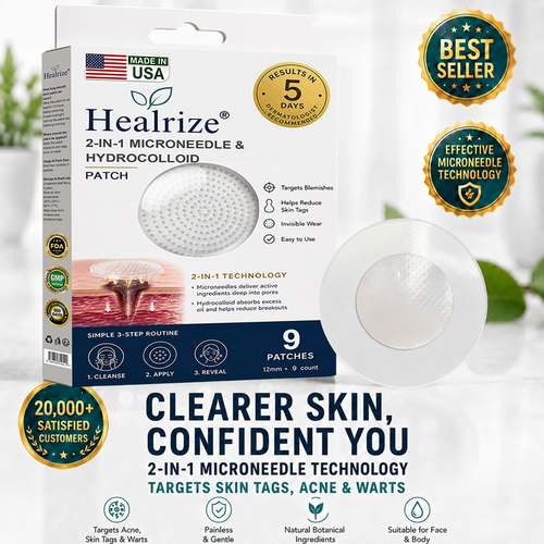 🇺🇸✅𝐇𝐞𝒂𝒍𝗿𝗶𝙯𝙚®2-in-1 Microneedle & Hydrocolloid Patch🔥| Removes Raised Moles, Acne, Flat Warts & Skin Tags | Helps Improve Wrinkles, Scars & Blemishes | Invisible Patches for Face & Body