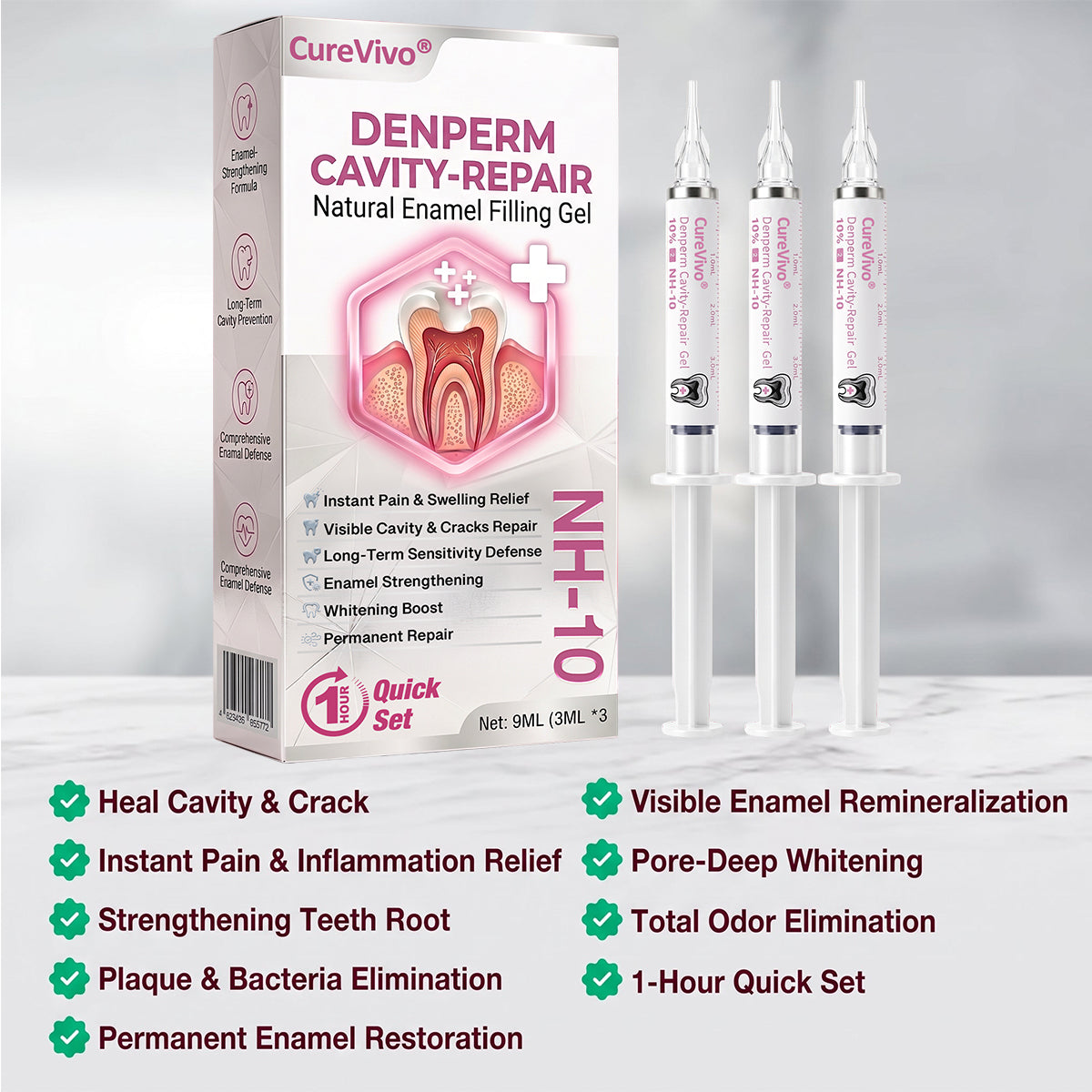 🇺🇸🦷👩‍⚕️CureViVo® DenPerm Cavity-Repair Natural Enamel Filling Gel👍
