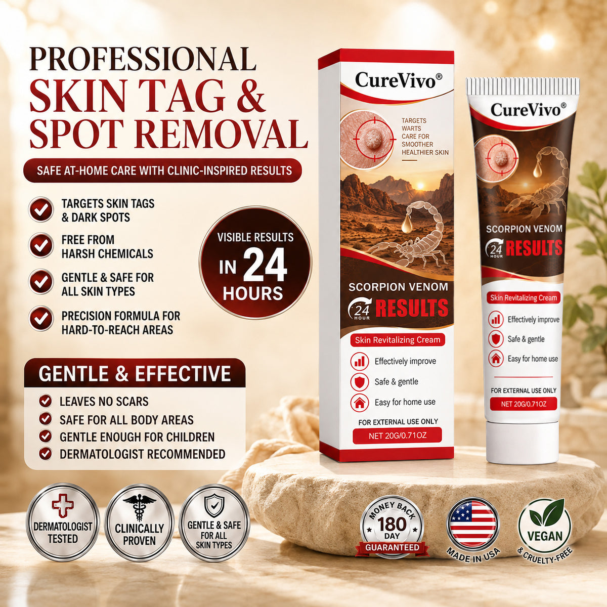 𝐎𝐟𝐟𝐢𝐜𝐢𝐚𝐥 𝐁𝐫𝐚𝐧𝐝 𝐒𝐭𝐨𝐫𝐞 |👨‍⚕️🔥𝗖𝘂𝗿𝗲𝗩𝗶𝘃𝗼® Scorpion Skin Care Cream | Advanced Skin Smoothing Treatment for Spots & Uneven Skin Appearance