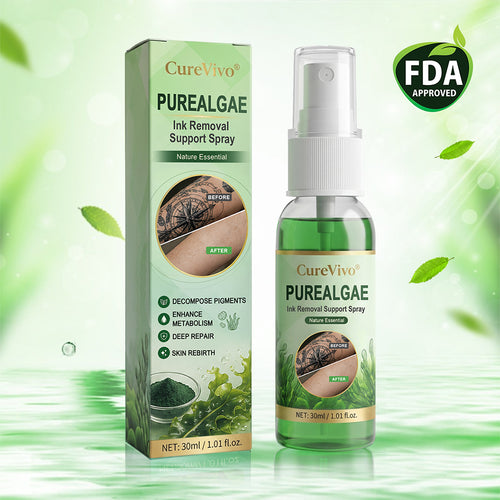 CureVivo® PureAlgae Ink Removal Support Spray 🌿 — Say Goodbye to Old Tattoo Pigment 💚, Fade Stubborn Ink ✨, Repair & Smooth Treated Skin 💧, Non-Laser ✅, Try It Now! 🔥