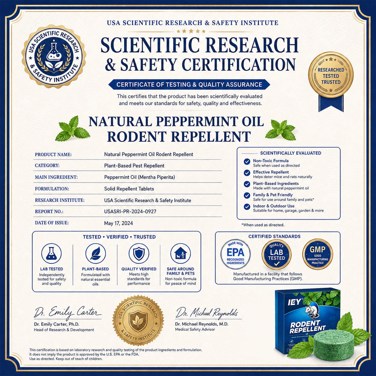 💥LAST DAY SALE 50%OFF💥🟢 Natural Peppermint Rodent Repellent Tablets – 10 Pack