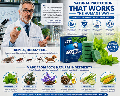 💥LAST DAY SALE 50%OFF💥🟢 Natural Peppermint Rodent Repellent Tablets – 10 Pack