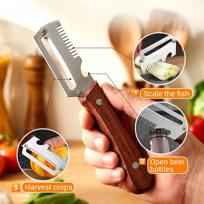 Enjoy 30% OFF for adding the second one | 🧡SVOZK®-3-in-1 Vegetable Peeler with Wooden Handle