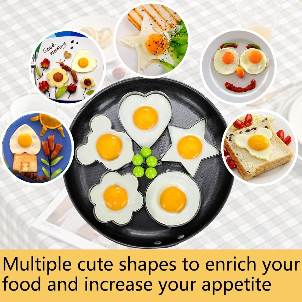 🔥🔥5-Piece Stainless Steel Fried Egg Mold Set — Suitable for Frying and Cooking✨✨