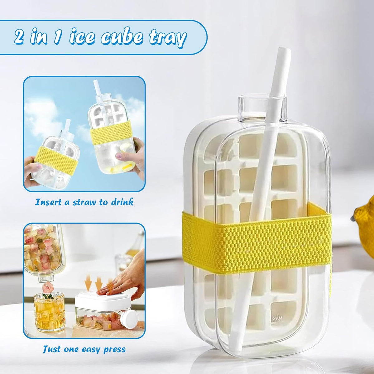 🔥BVJ®2-in-1 Contactless Ice Cube Tray & Water Bottle🧊