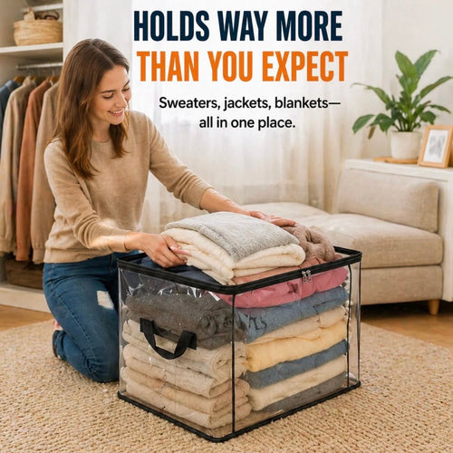 🏆LAST DAY BUY 2 GET 1 FREE!!💕HomeVault™🇬🇧 Transparent Storage Bag – Large, Dust & Moisture-Proof with Handle✨Ultimate All-in-One Organizer for Clothes, Toys, Books, Stuffed Animals & Absolutely Everything! 🧸📚👕🧦
